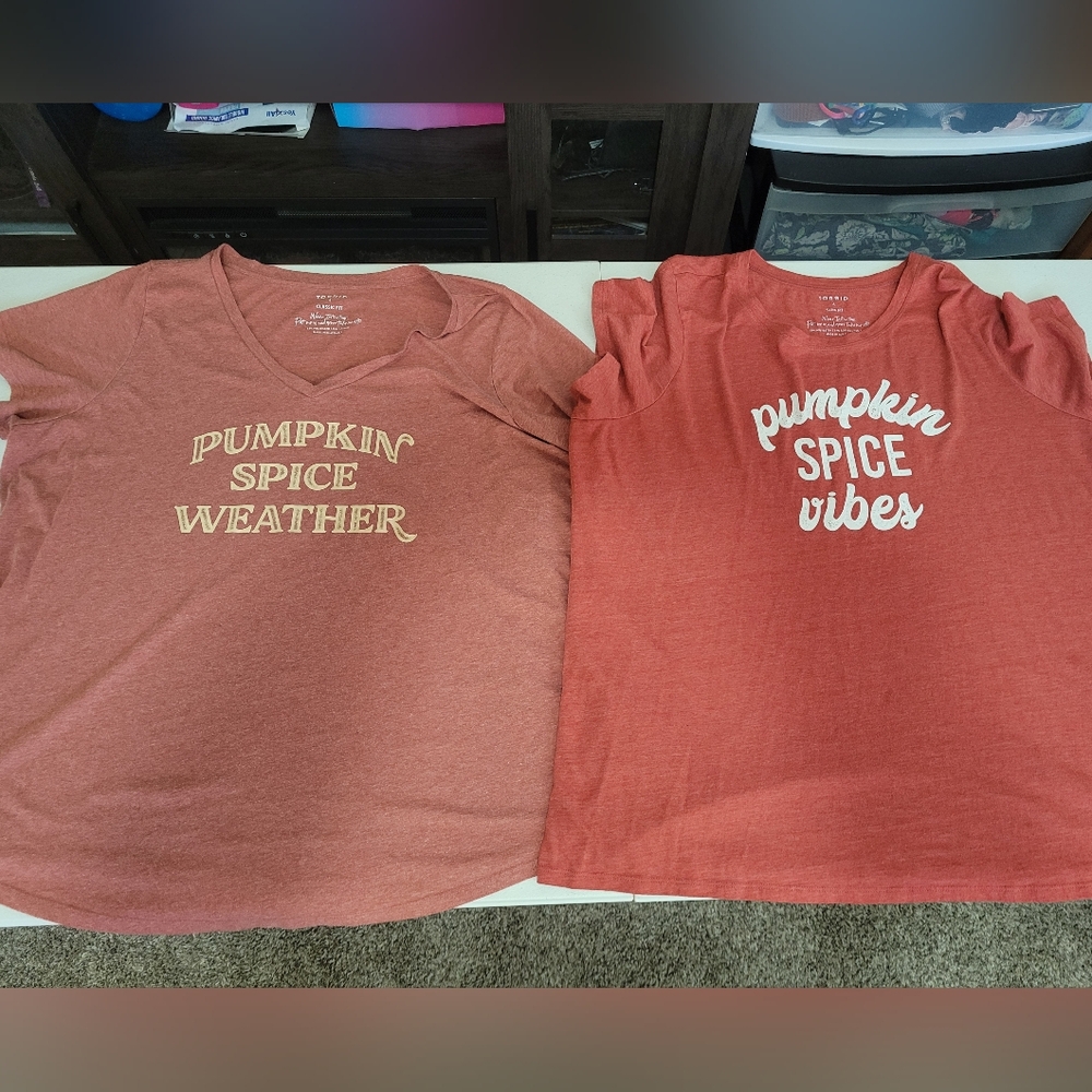 2 Burnt Orange Torrid Pumpkin Spice Tshirts